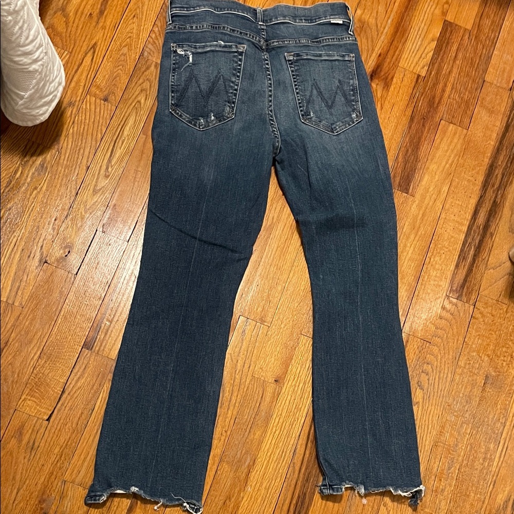 MOTHER Dark Blue Distressed Ankle Jeans - Picture 2 of 2
